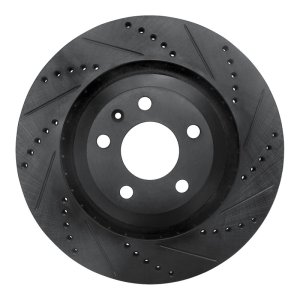 Audi A6 Quattro Brake Rotor (1) - Rear Right - R1 Concepts - Drilled & Slotted - Black - `05-`11